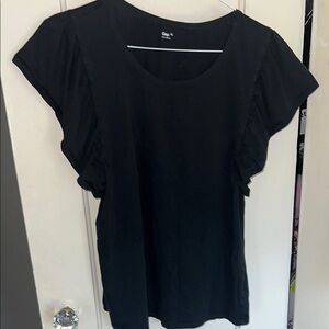 GAP Women's Black Ruffle Sleeve Tee